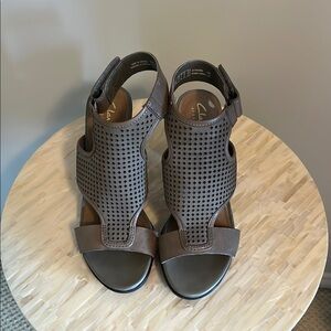 Clarks Brown Comfort Sandals with Perforated Design